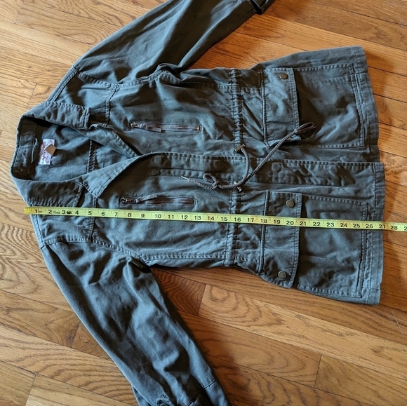 Arizona Jean Company Medium Olive Green Full Zip Army Cargo Jacket w/Cinch Waist - Picture 10 of 10